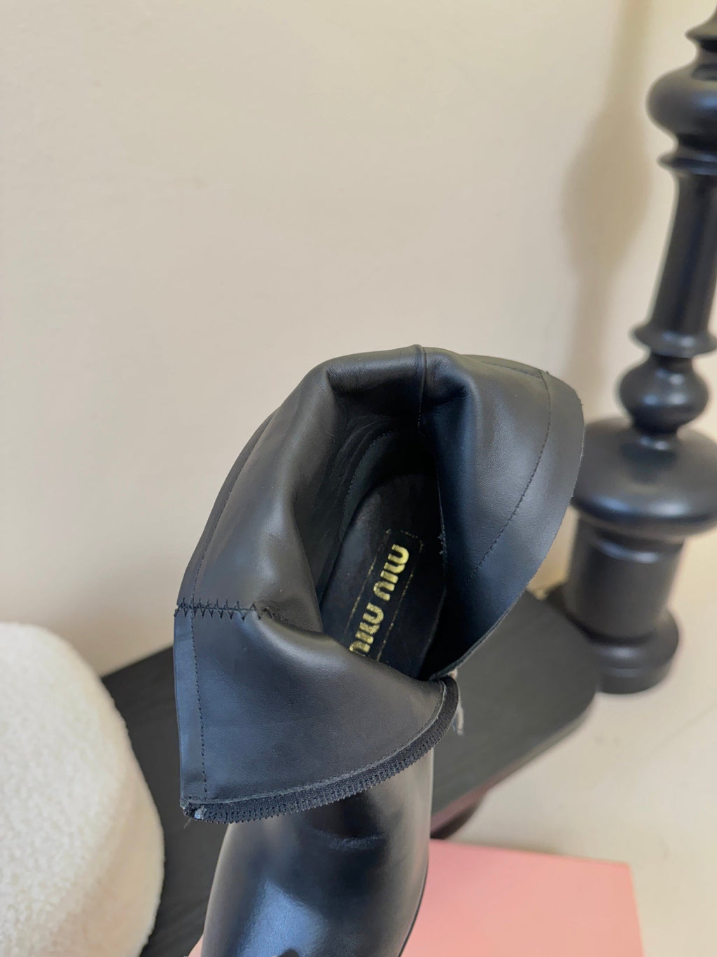 MIUMIU 25S ANKLE BOOTS 65MM IN BLACK CALFSKIN