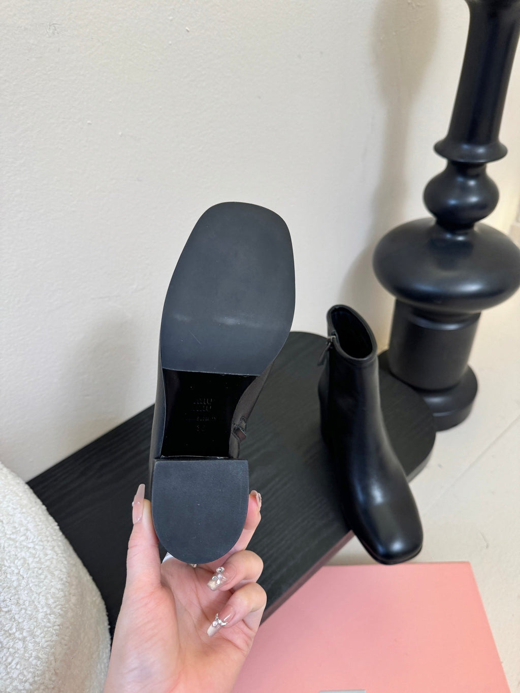 MIUMIU 25S ANKLE BOOTS 65MM IN BLACK CALFSKIN
