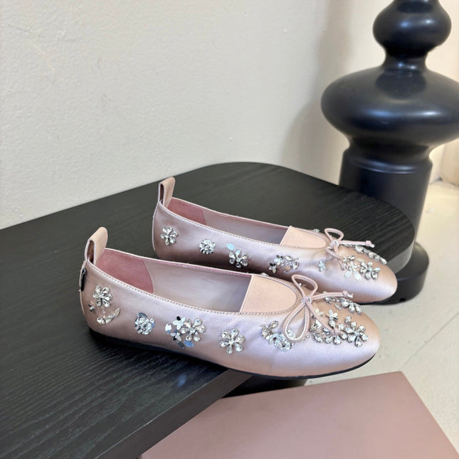 MIUMIU 25S MARY JANE SHOES IN PINK SATIN