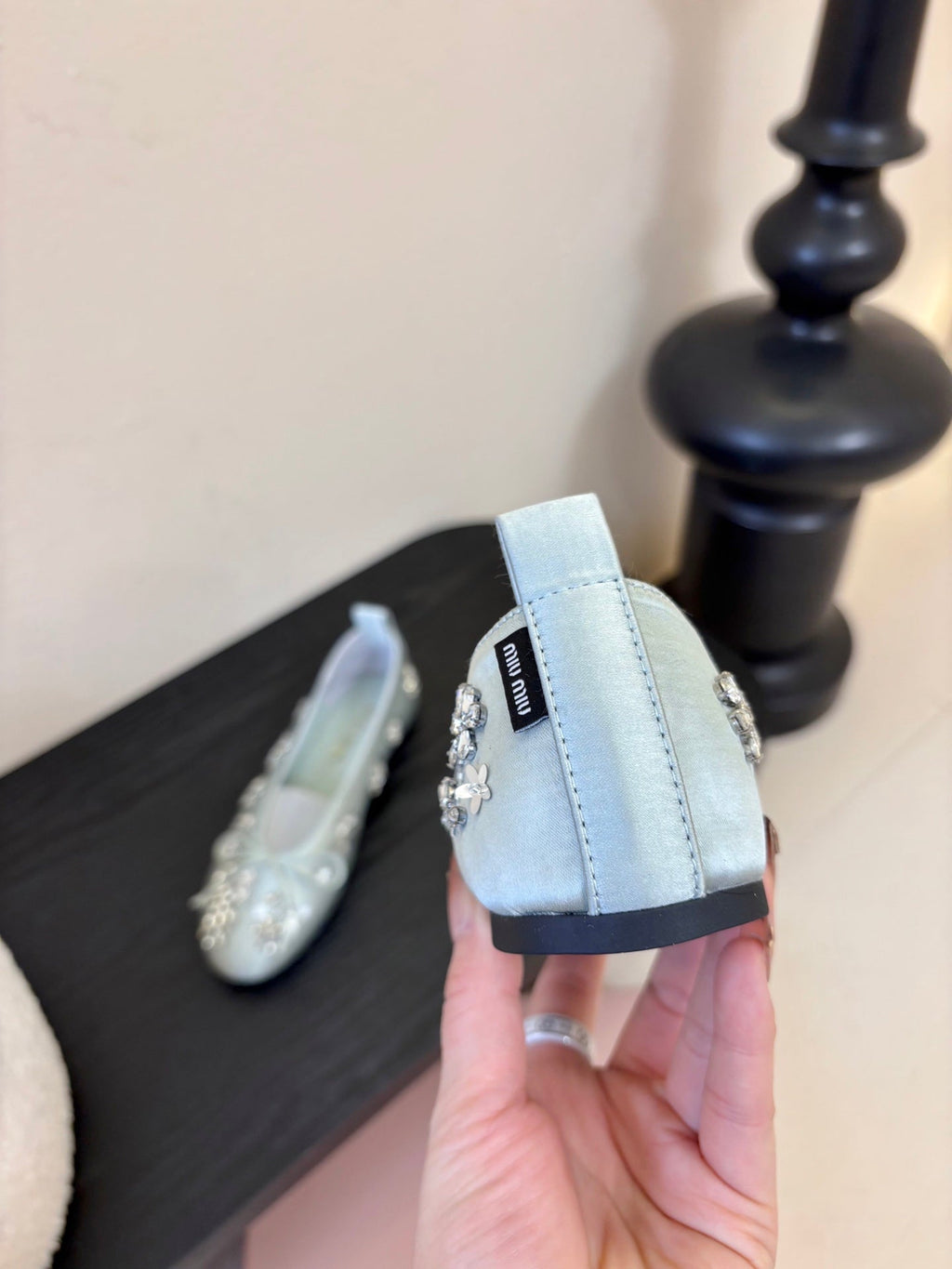 MIUMIU 25S MARY JANE SHOES IN LIGHT BLUE SATIN