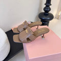 MIUMIU 26S HIGH-HEEL SANDALS 40MM IN BROWN CALFSKIN