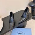 PRADA 26S POINTED-TOE HIGH HEELS IN BLACK LAMBSKIN