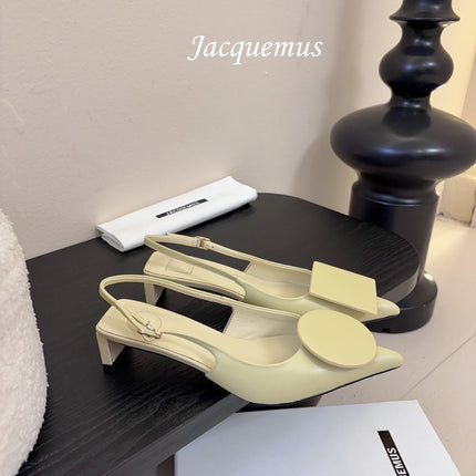 JACQUEMUS 26S SLINGBACK HEELS 45 MM IN PASTEL YELLOW CALFSKIN