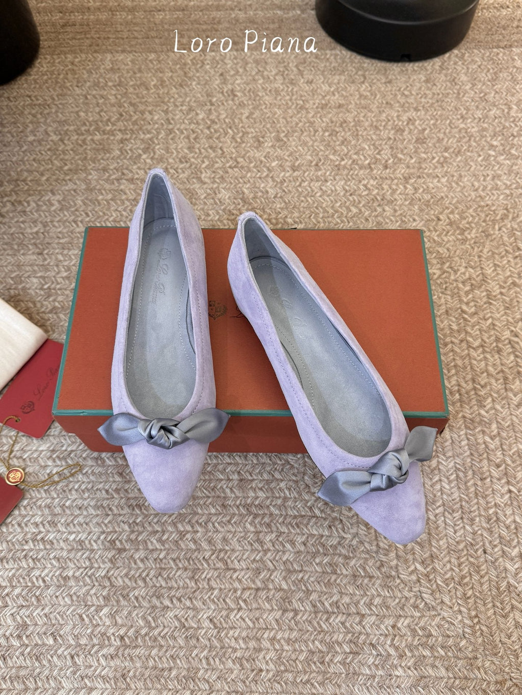 LP 26S BALLET FLATS IN LAVENDER PURPLE SUEDE WITH SATIN BOW