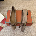 LP 26S BALLET FLATS IN BROWN SUEDE WITH SATIN BOW