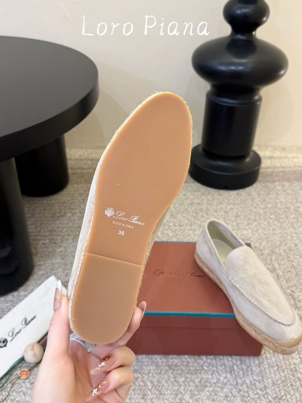 LP 26S ESPADRILLE LOAFERS IN LIGHT GREY SUEDE WITH JUTE TRIM