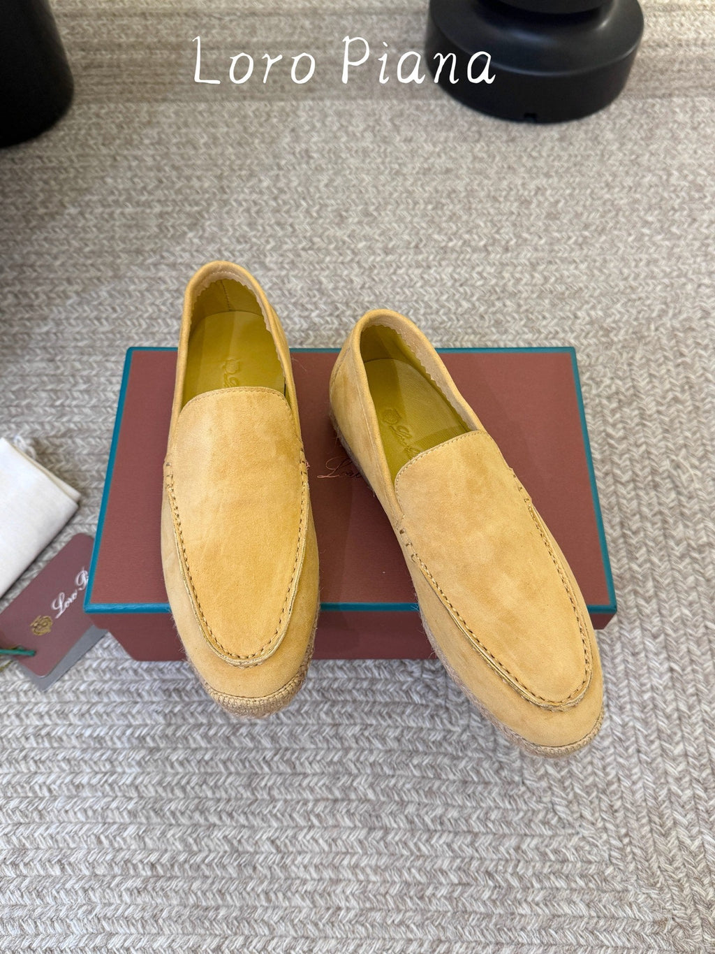 LP 26S ESPADRILLE LOAFERS IN YELLOW SUEDE WITH JUTE TRIM