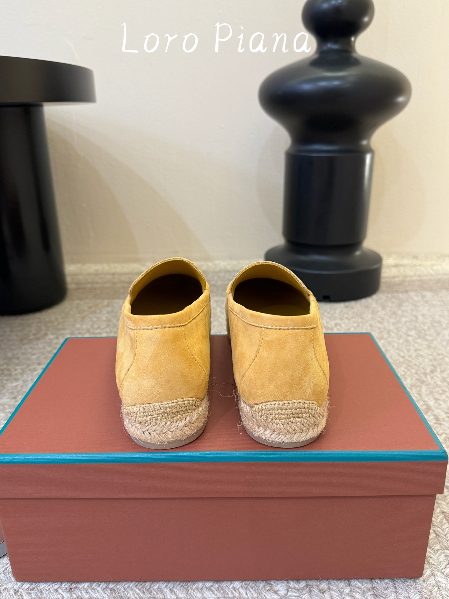 LP 26S ESPADRILLE LOAFERS IN YELLOW SUEDE WITH JUTE TRIM