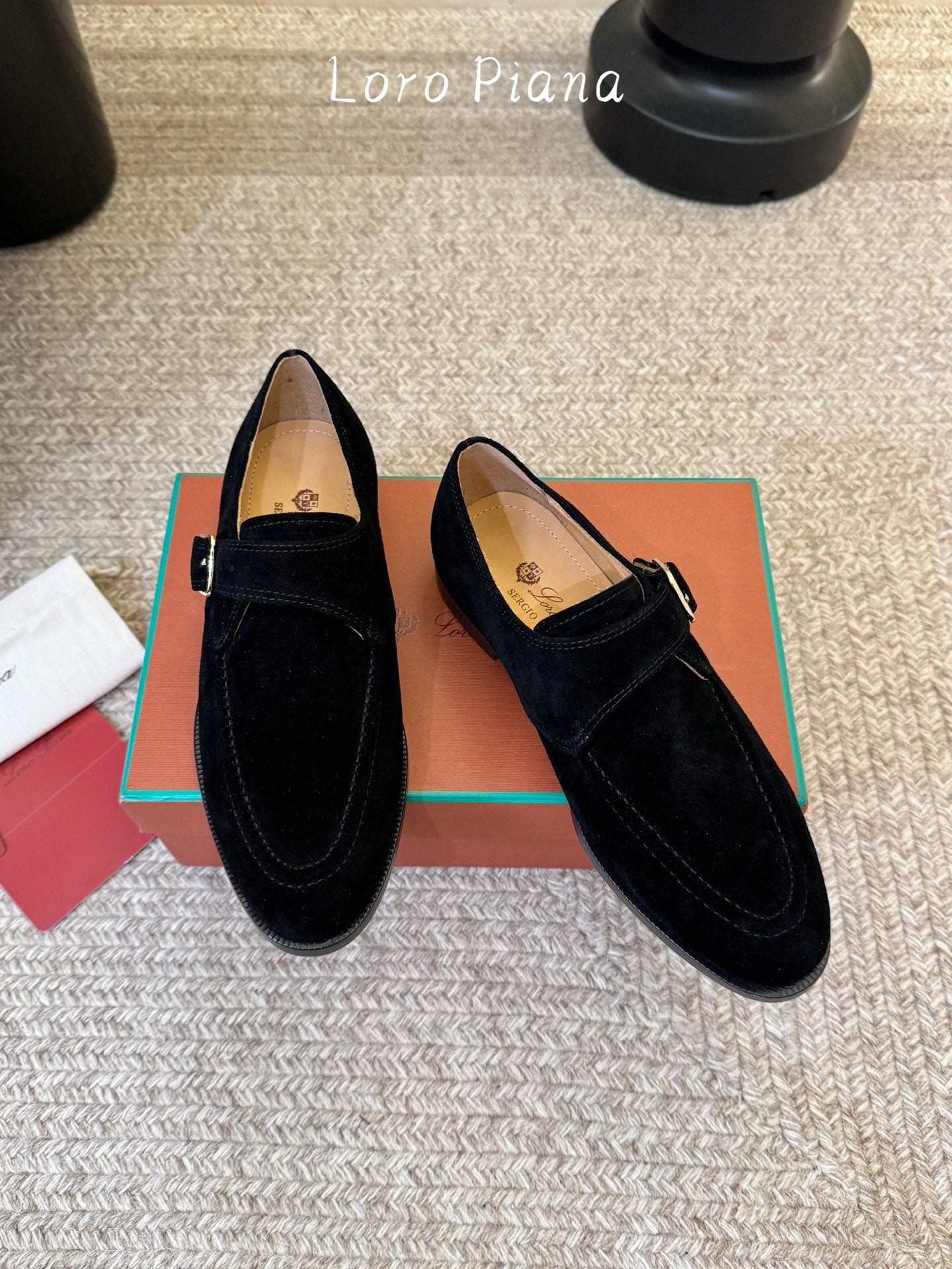 LP 26S MONK STRAP LOAFERS IN BLACK SUEDE SILVER HARDWARE