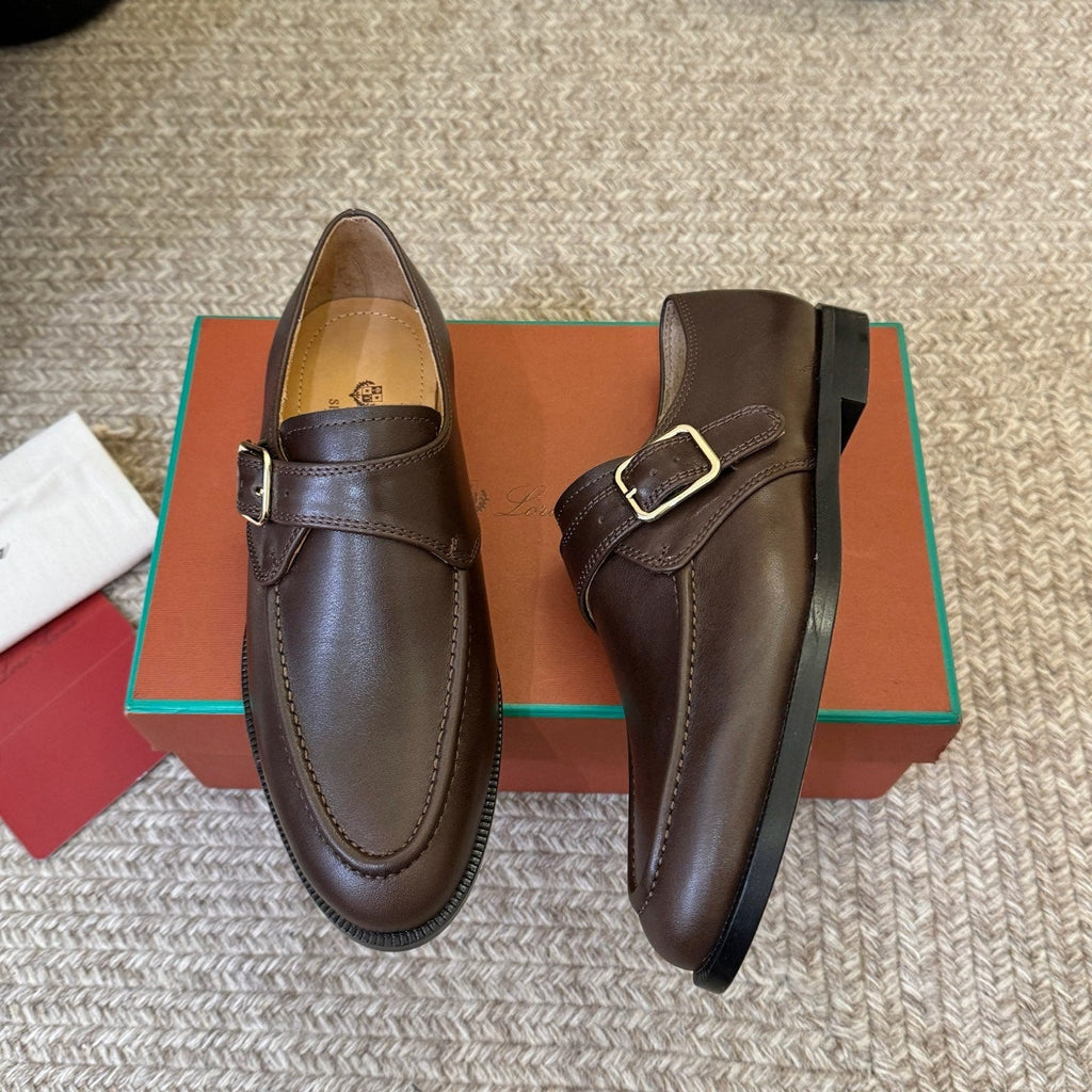 LP 26S MONK STRAP LOAFERS IN DARK BROWN CALFSKIN SILVER HARDWARE