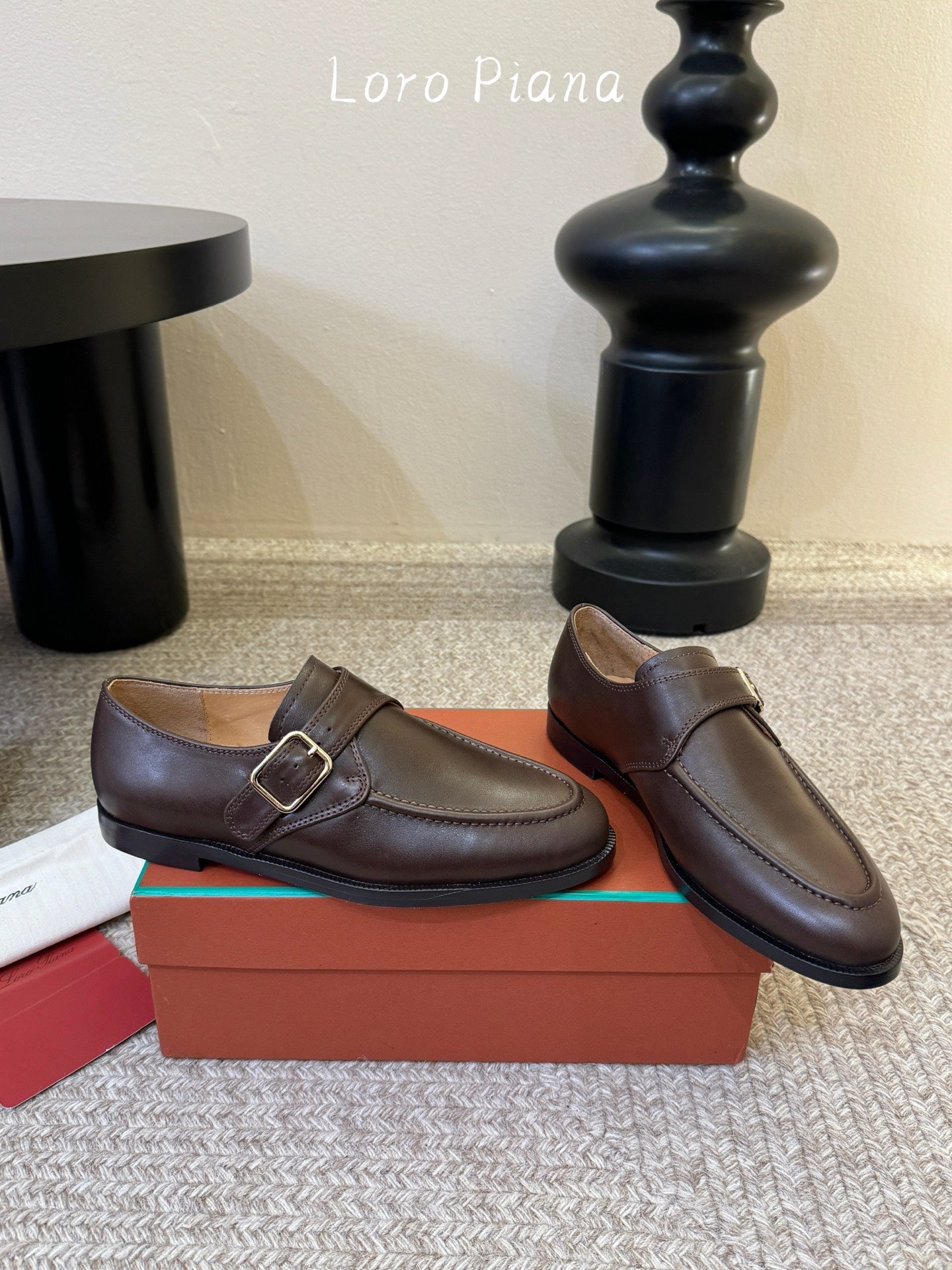 LP 26S MONK STRAP LOAFERS IN DARK BROWN CALFSKIN SILVER HARDWARE