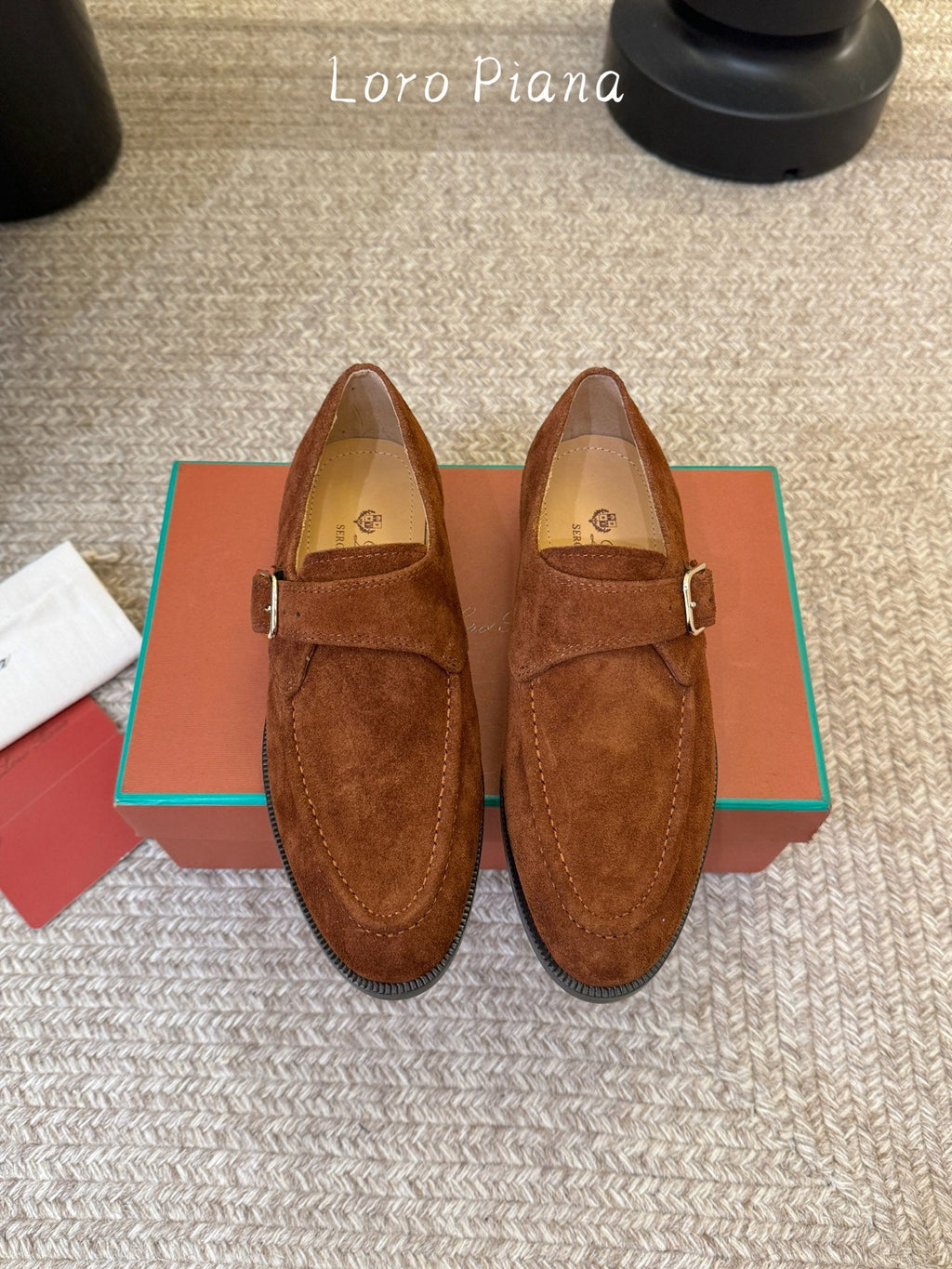 LP 26S MONK STRAP LOAFERS IN CARAMEL BROWN SUEDE SILVER HARDWARE