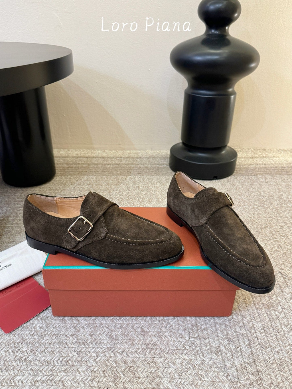 LP 26S MONK STRAP LOAFERS IN DARK BROWN SUEDE SILVER HARDWARE