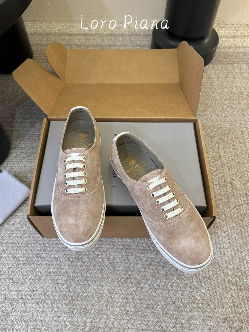 LP 26S LACE-UP SNEAKERS IN LIGHT BROWN SUEDE