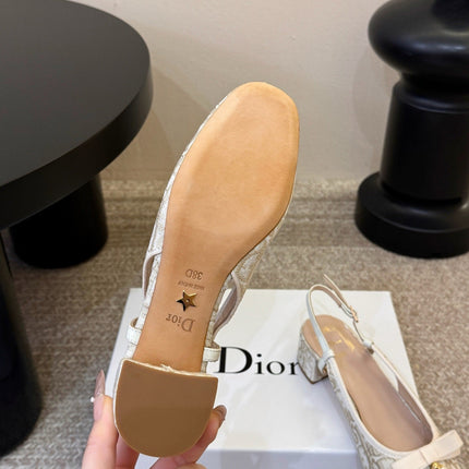 DIOR 26S BALLET SLINGBACK PUMPS IN BEIGE DIOR OBLIQUE EMBROIDERED CANVAS