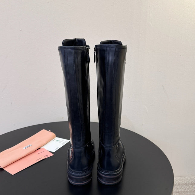 MIUMIU 26S HIGH HIKING BOOTS IN BLACK CALFSKIN