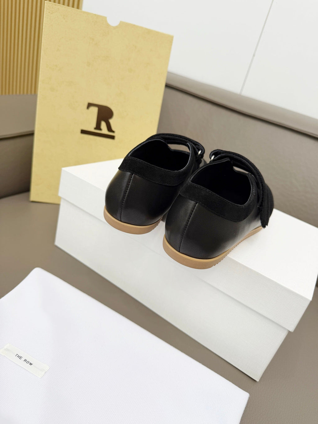 THE ROW 26S DOUBLE STRAP MARY JANE SNEAKERS IN BLACK CALFSKIN AND SUEDE