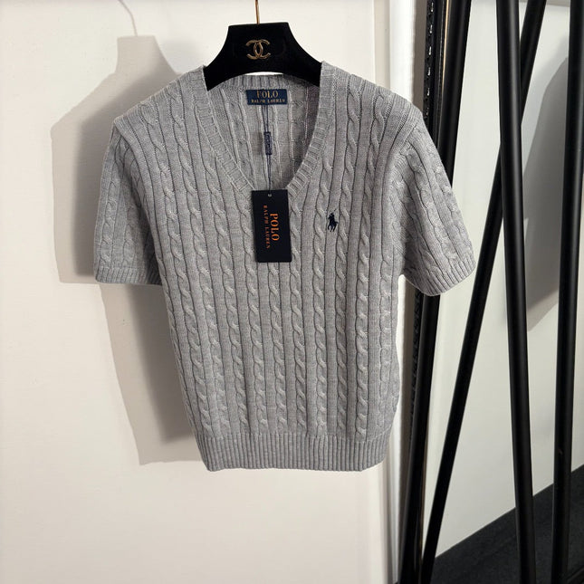 RALPH LAUREN 26S SHORT SLEEVE V-NECK KNIT TOP 322