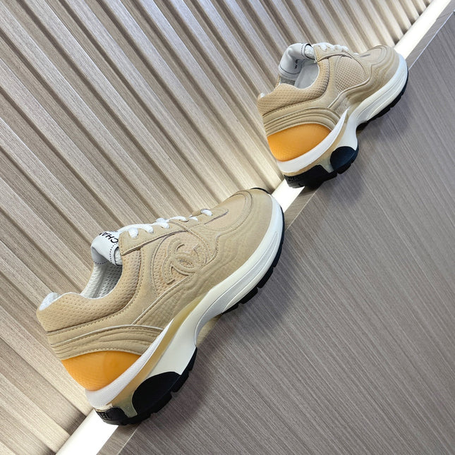 CHANEL 26S SNEAKER 35 MM IN BEIGE MESH AND CALFSKIN LOW TOP