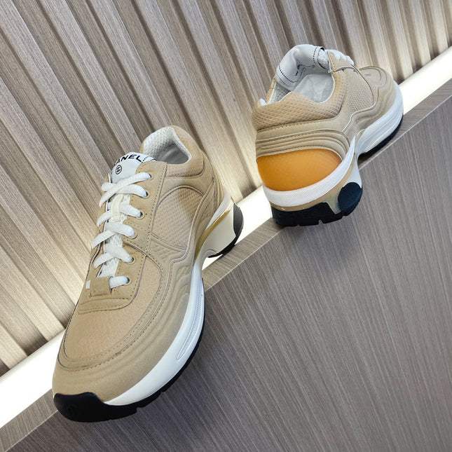 CHANEL 26S SNEAKER 35 MM IN BEIGE MESH AND CALFSKIN LOW TOP