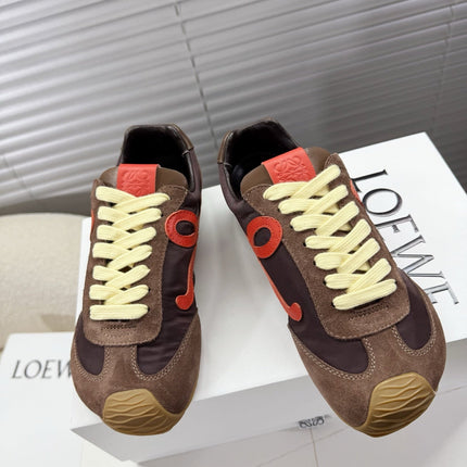 LOEWE 26S BALLET RUNNER 2.0 IN DARK BROWN NYLON AND CALFSKIN