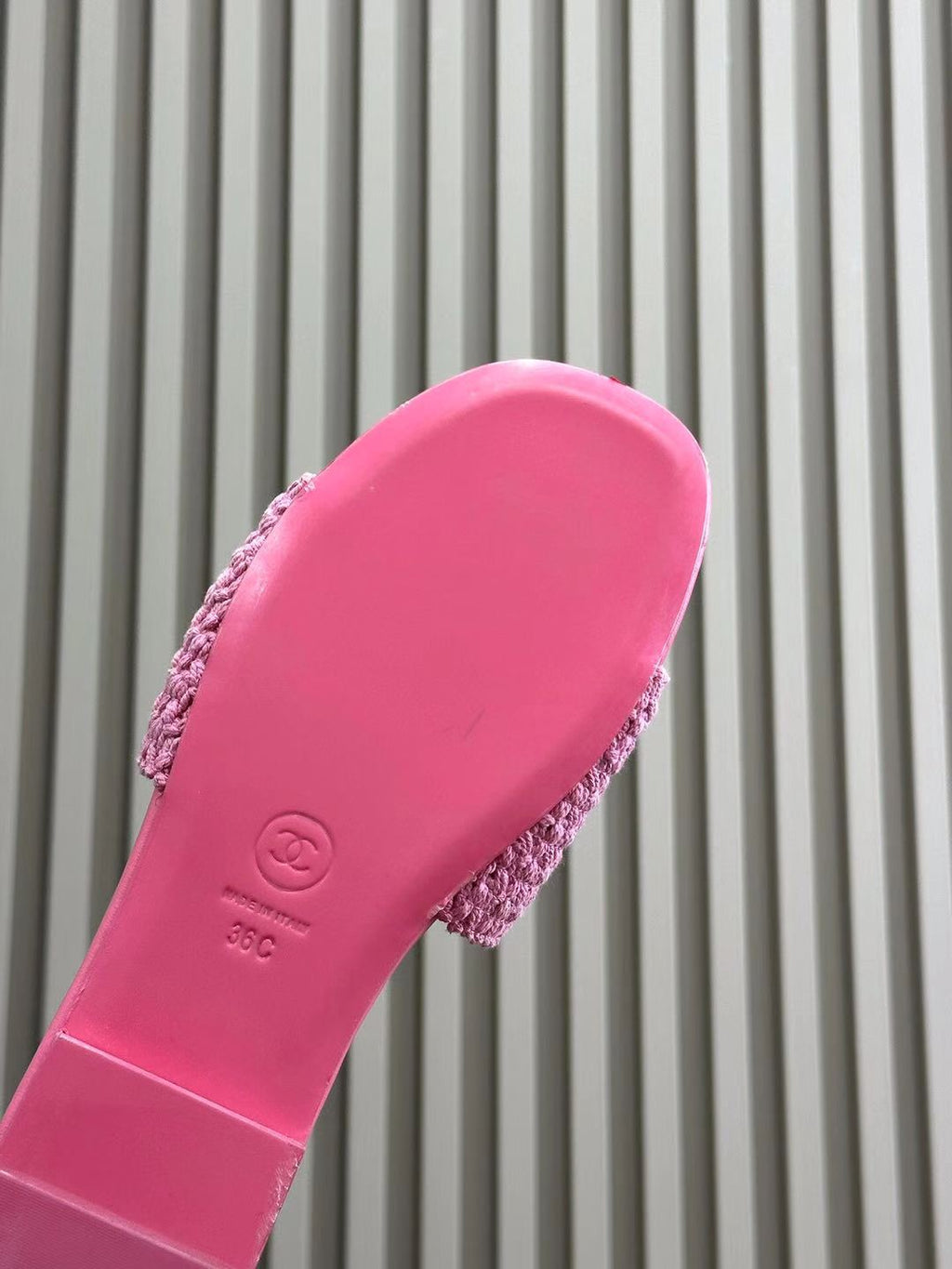 CC WOVEN SLIPPERS LIGHT PINK COWHIDE SOLE