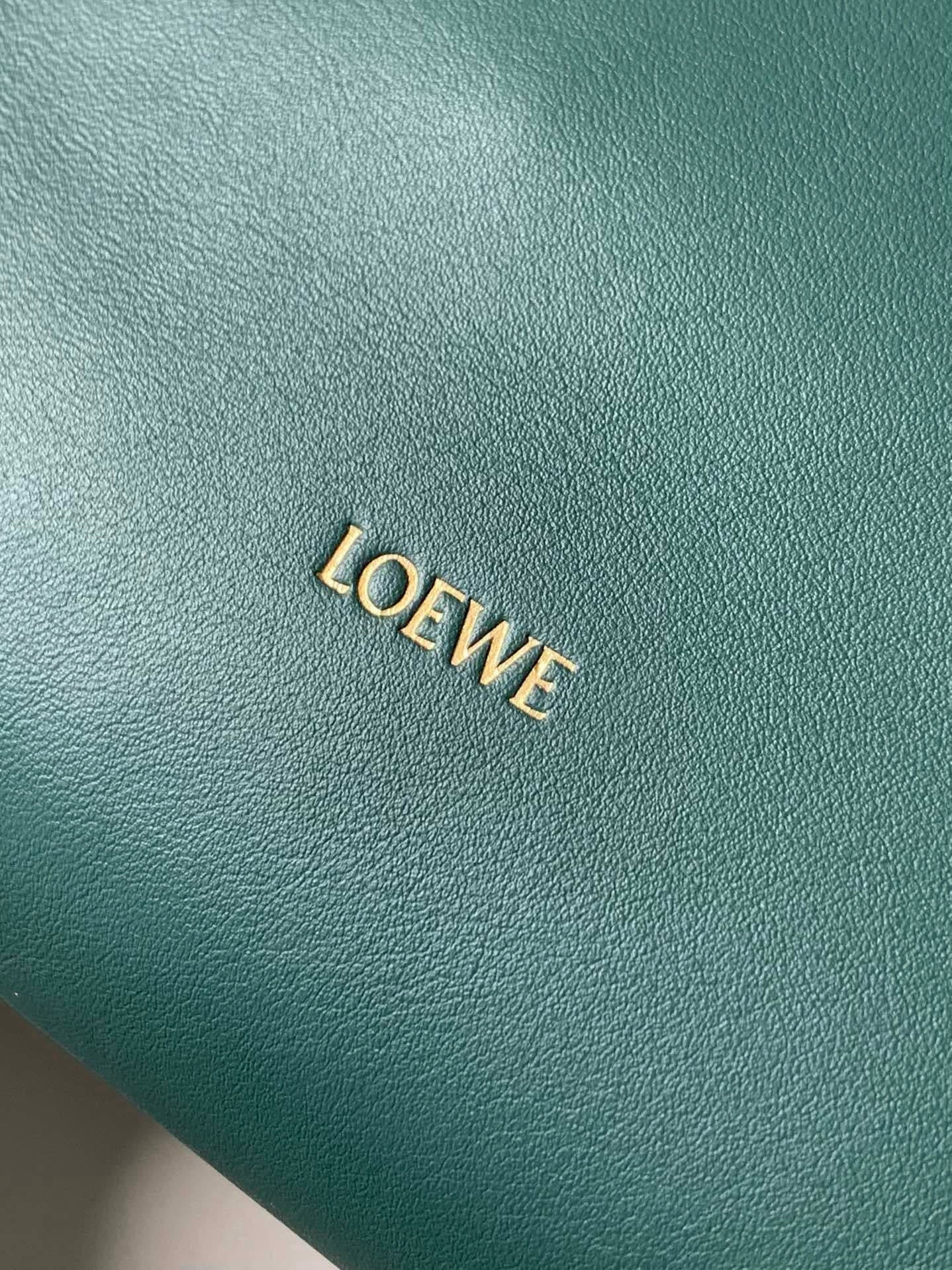 LOEWE 25S LARGE FLAMENCO CLUTCH BAG 30 IN DEEP TEAL CALFSKIN