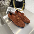 PRADA 26S CLASSIC LOAFERS IN CHOCOLATE BROWN LOGO SUEDE
