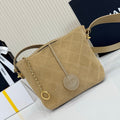 CHANEL 26S BUCKET SHOULDER BAG 26 IN LIGHT BROWN SUEDE AND CALFSKIN GOLD HARDWARE