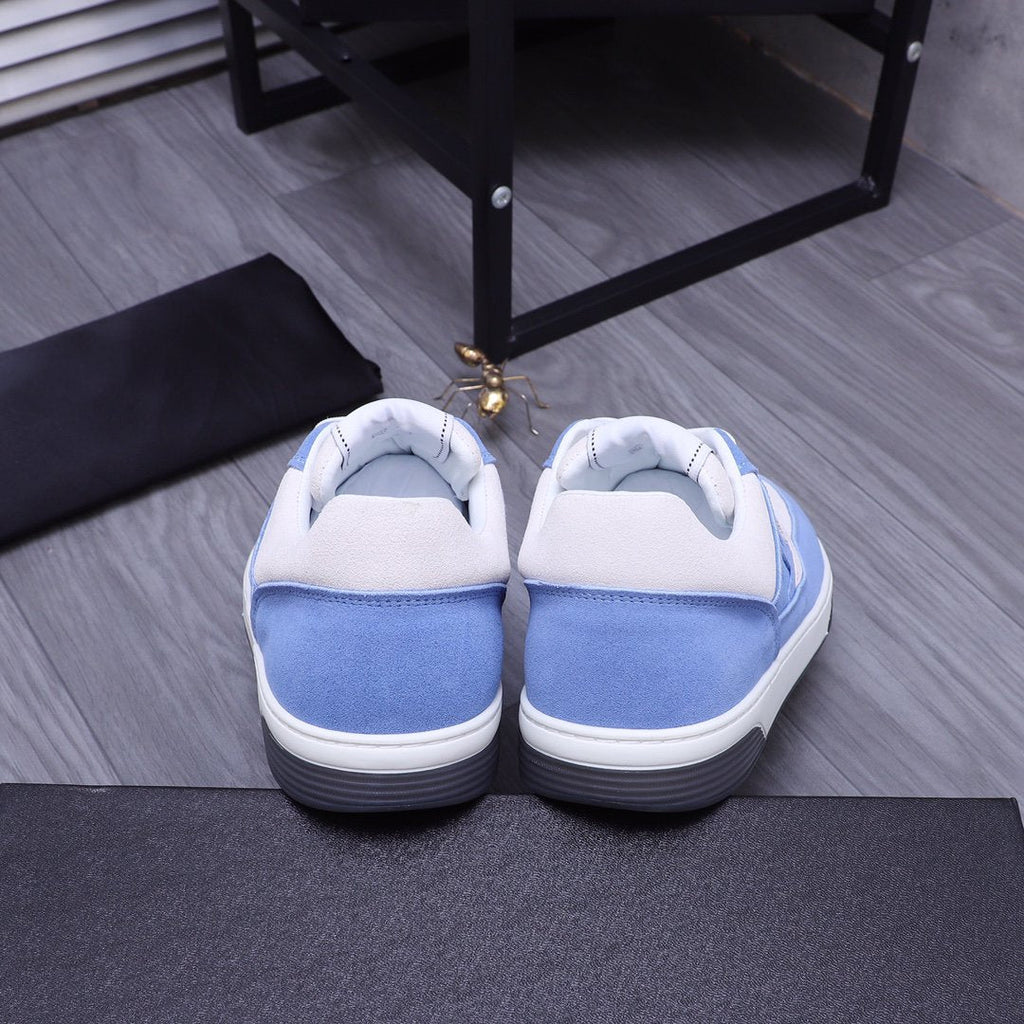CC BLUE WHITE SUEDE LOW TOP SNEAKERS
