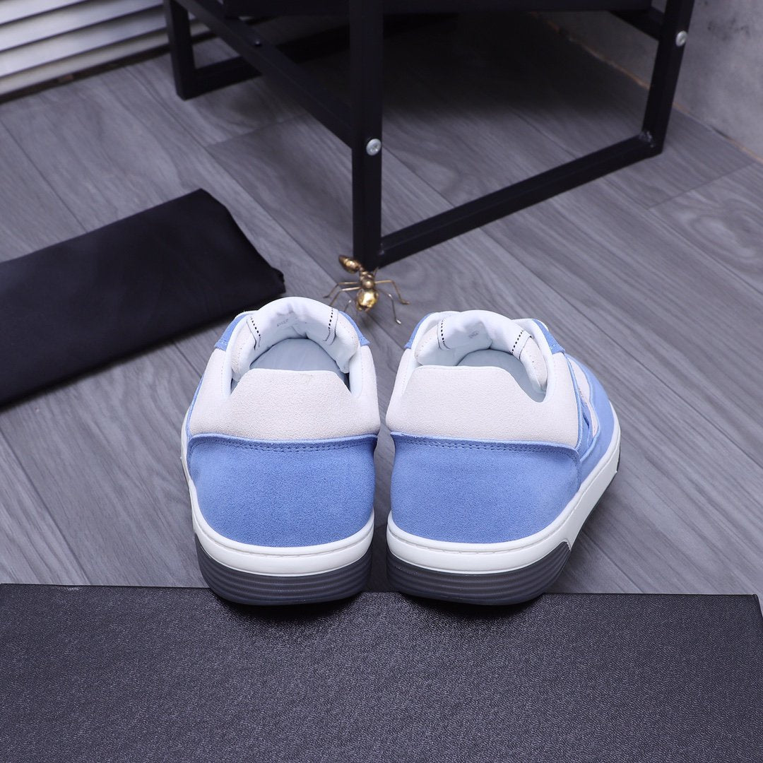 CC BLUE WHITE SUEDE LOW TOP SNEAKERS