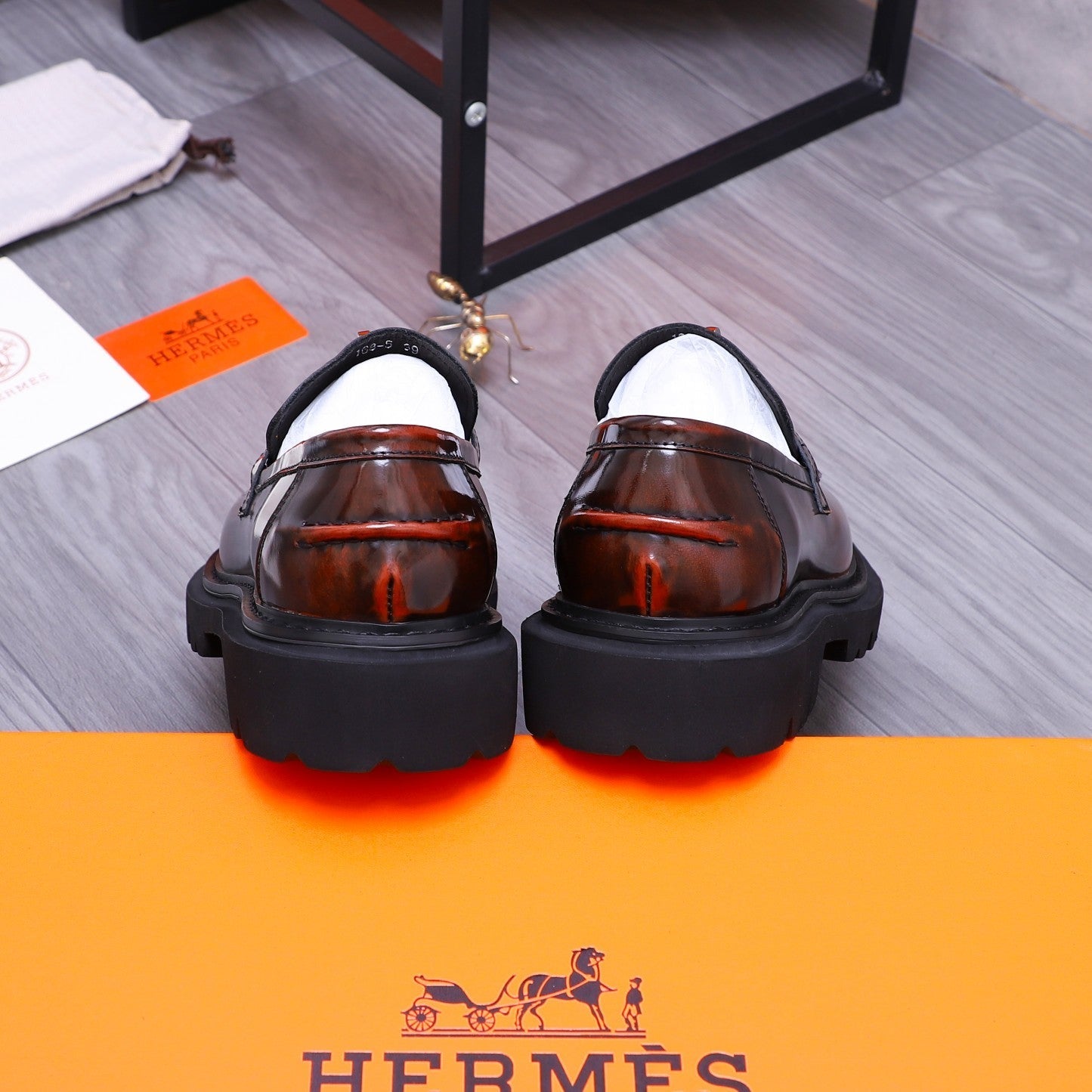 HM ICONE LOAFER GLOSSY WINE CALFSKIN