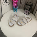 CHANEL 26S STRAPPY SANDALS IN WHITE VELVET WITH ROPE SOLE GOLD HARDWARE