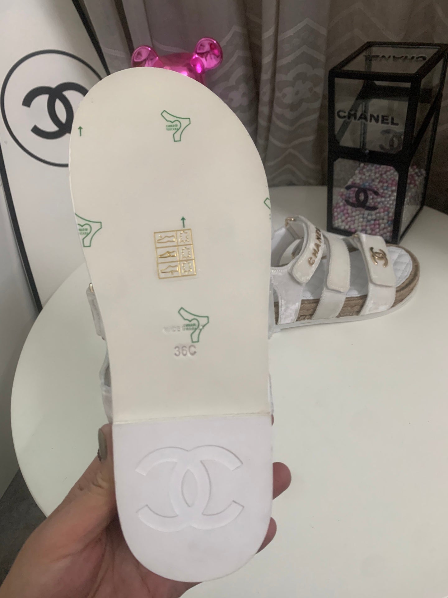 CHANEL 26S STRAPPY SANDALS IN WHITE VELVET WITH ROPE SOLE GOLD HARDWARE