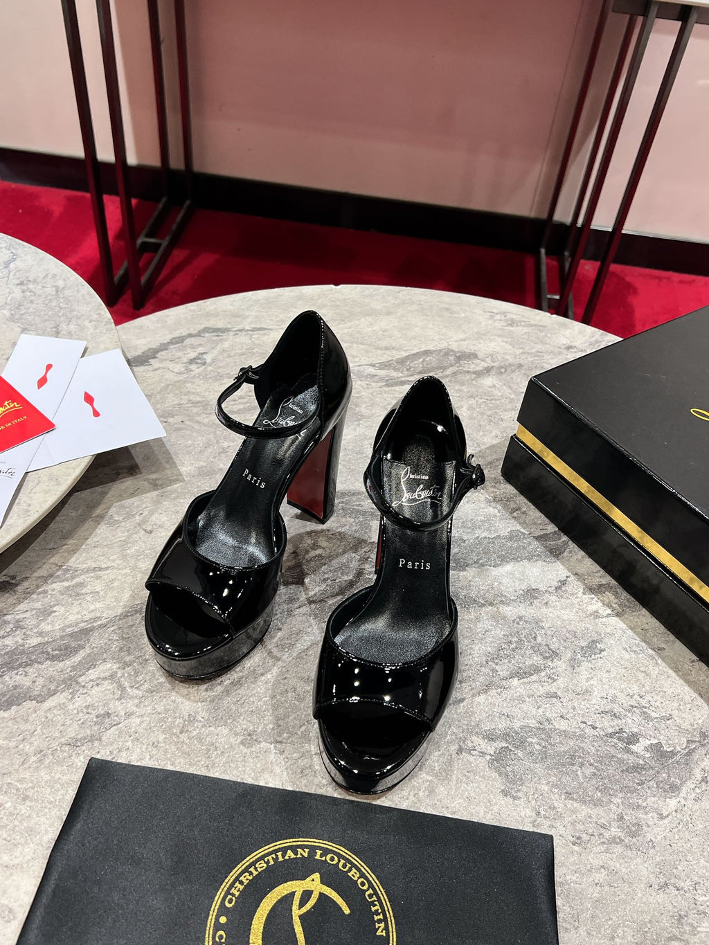 SANDALOO PLATFORM SANDALS 130MM IN BLACK PATENT CALFSKIN
