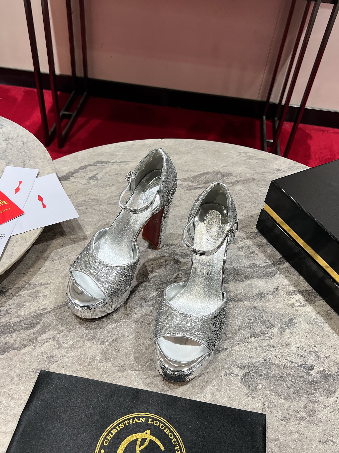GLITTER SANDALOO PLATFORM SANDALS 130MM IN SILVER-TONE CALFSKIN