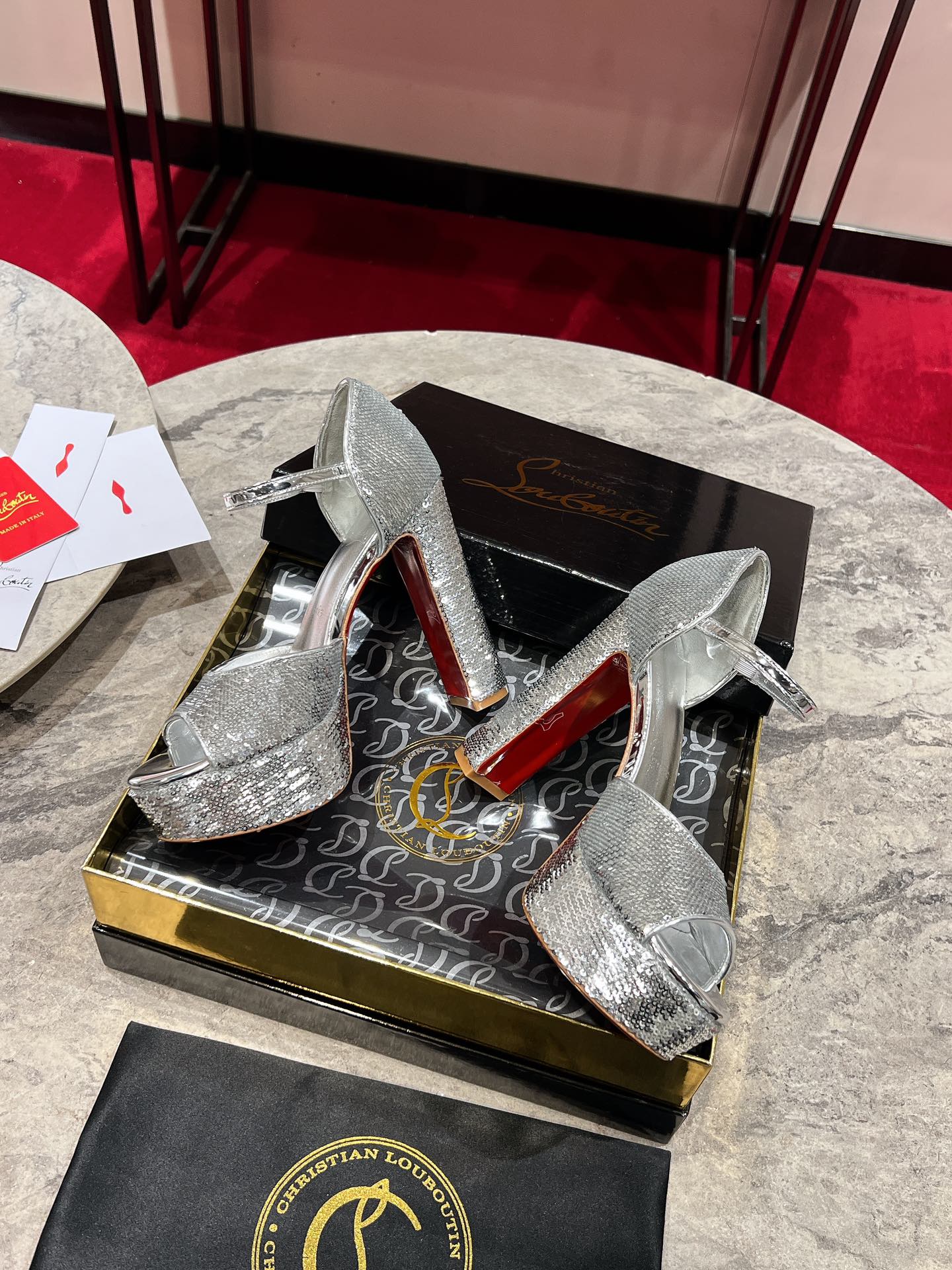 GLITTER SANDALOO PLATFORM SANDALS 130MM IN SILVER-TONE CALFSKIN