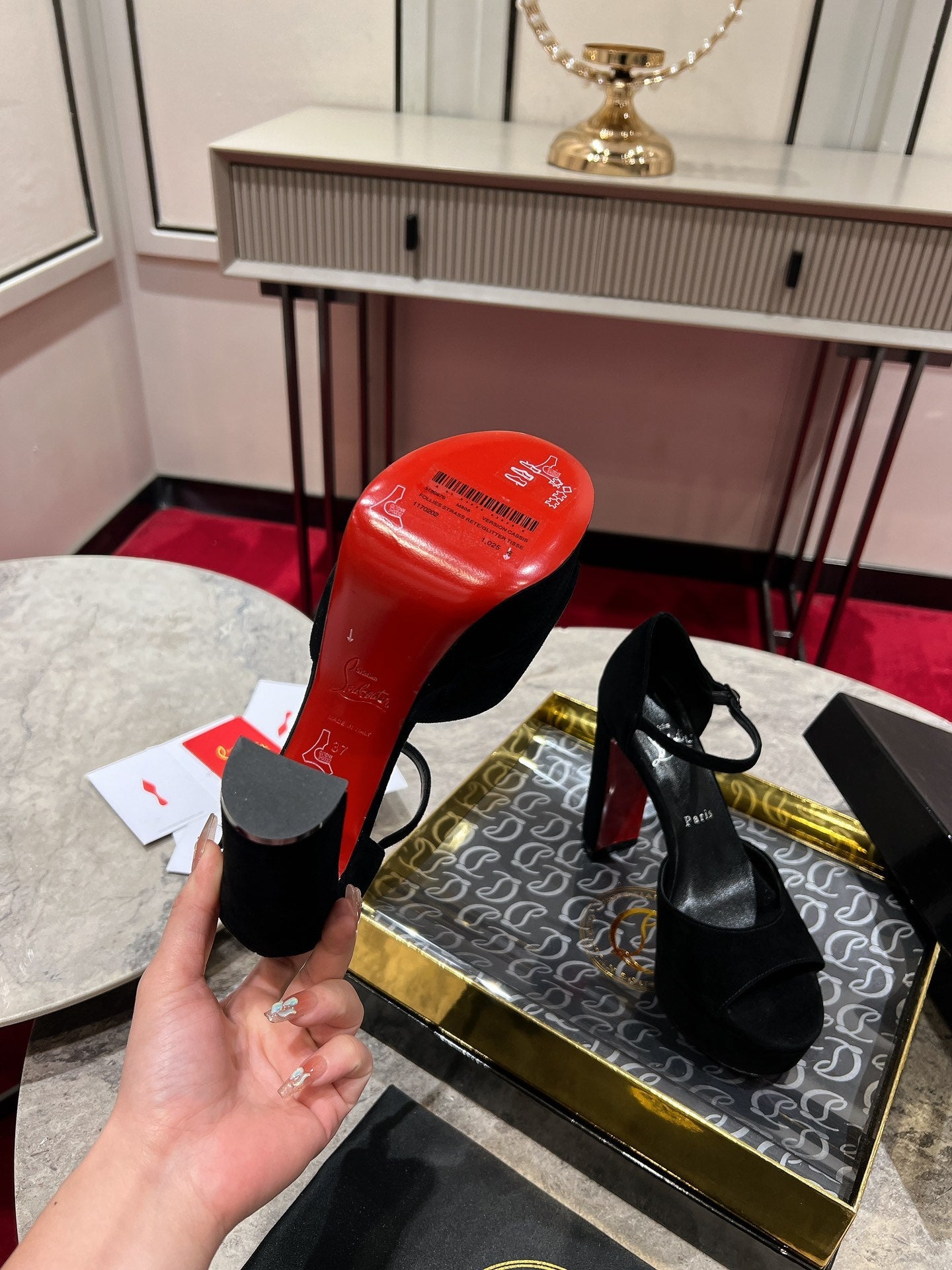 SANDALOO PLATFORM SANDALS 130MM IN BLACK VELVET
