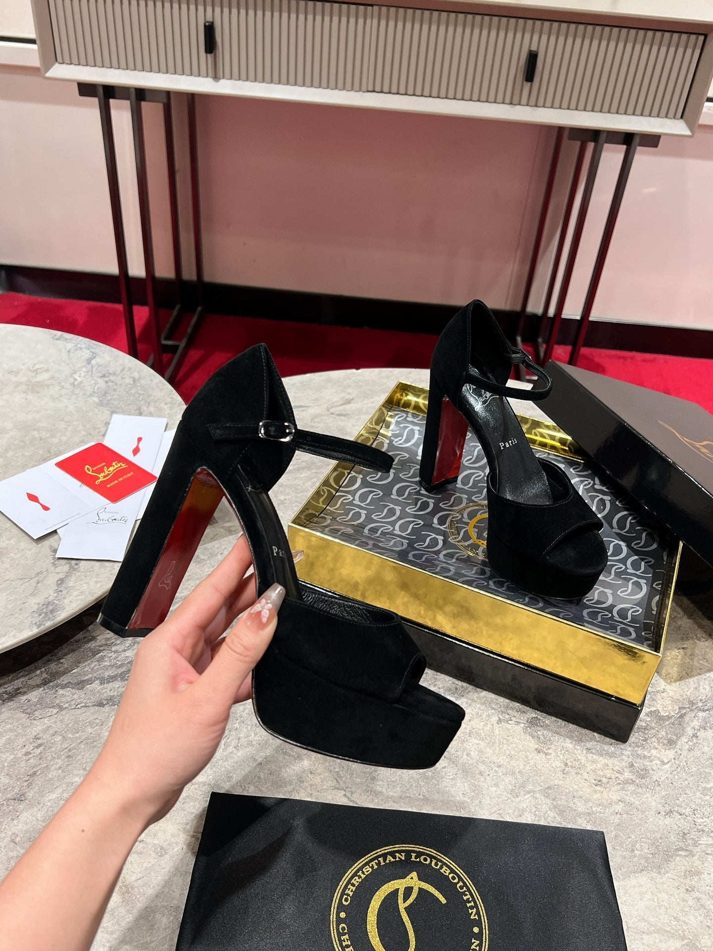 SANDALOO PLATFORM SANDALS 130MM IN BLACK VELVET