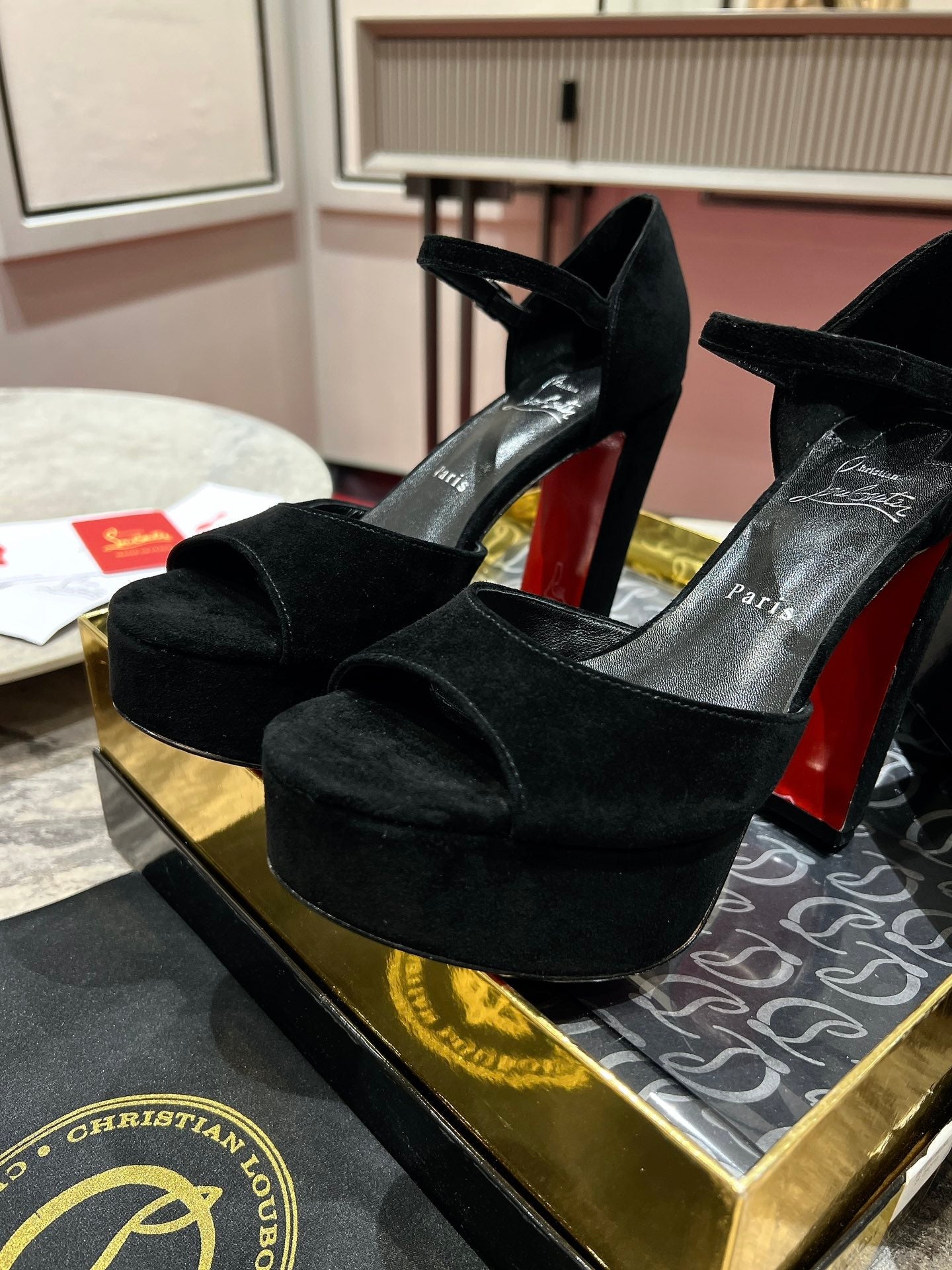 SANDALOO PLATFORM SANDALS 130MM IN BLACK VELVET