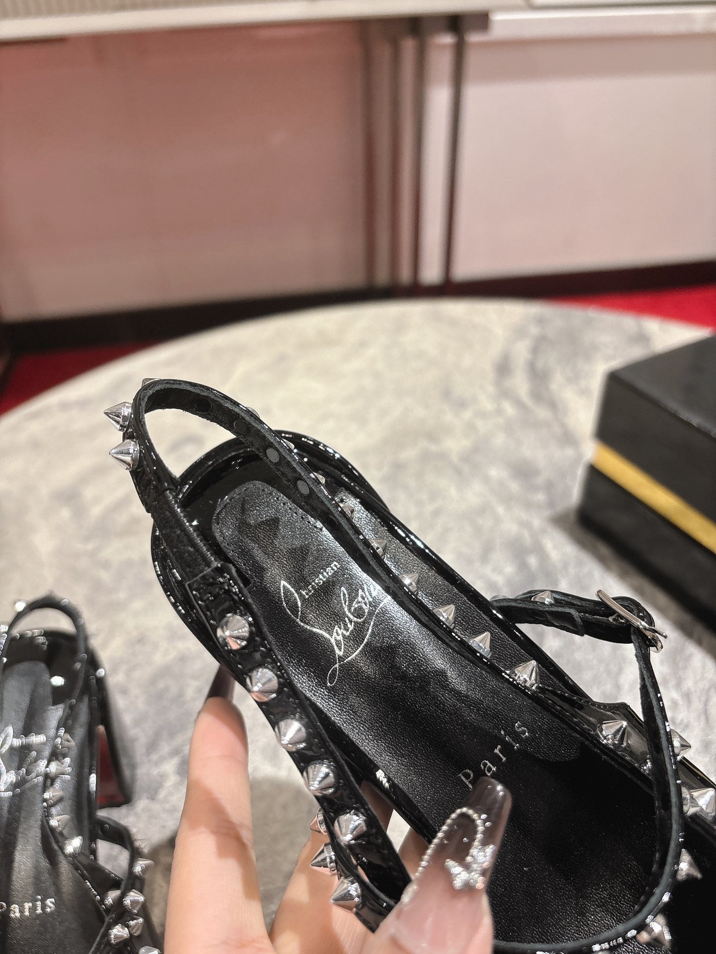 JANISPIKES MARY JANE PUMPS 55MM IN BLACK GLOSSY CALFSKIN