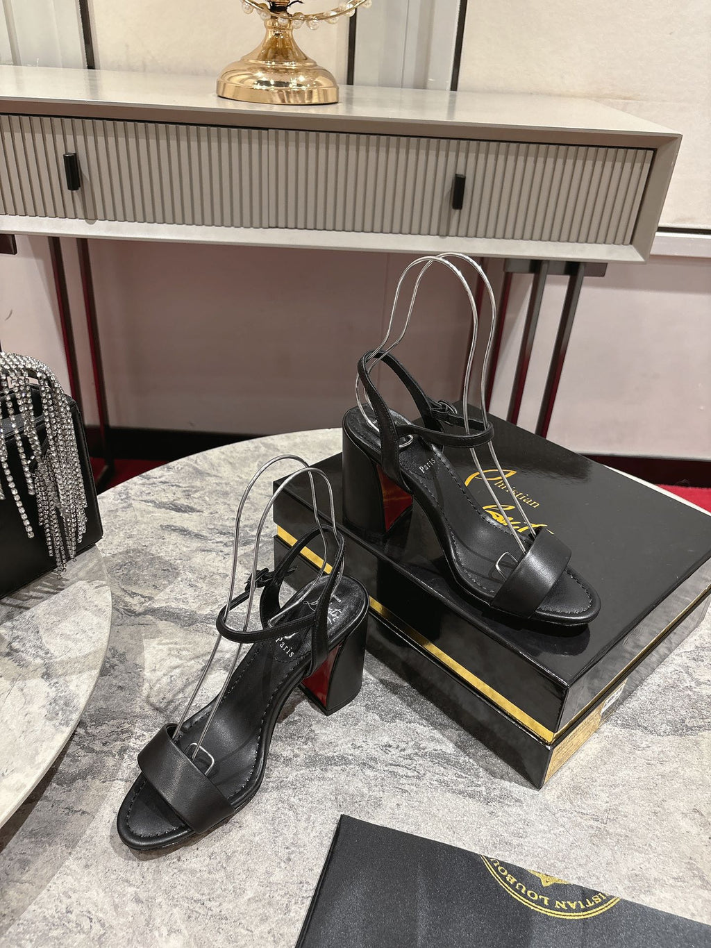 MISS JANE HEELED SANDALS 85MM IN BLACK CALFSKIN