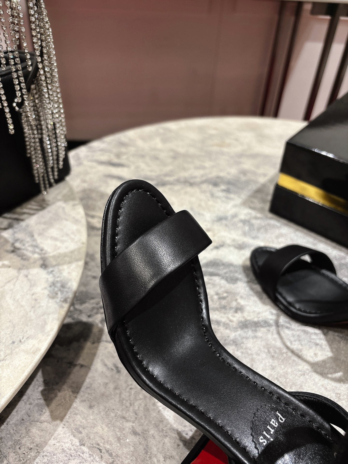 MISS JANE HEELED SANDALS 85MM IN BLACK CALFSKIN