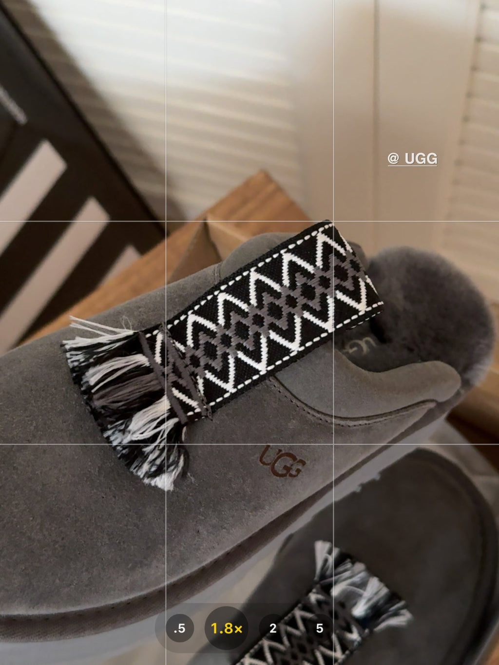 TAZZLE SLIPPER IN GRAPHITE GRAY SUEDE