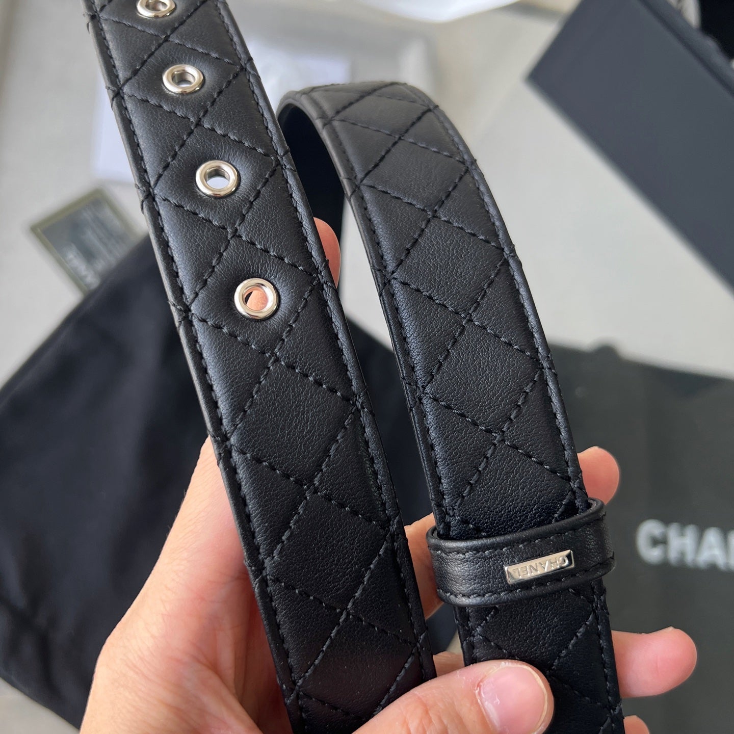 CHANEL 25S BELT 30 MM IN BLACK CALFSKIN 616606
