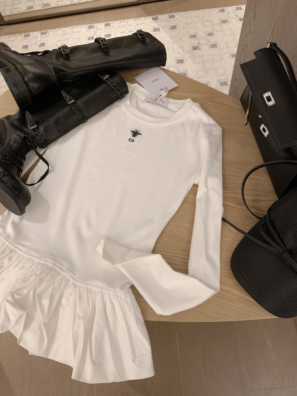 DIOR 25S LONG-SLEEVE PEPLUM T-SHIRT STYLE 185