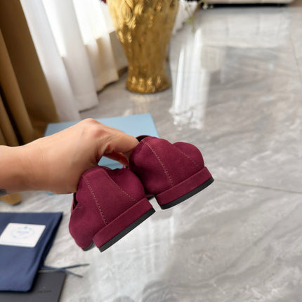 PRADA 25S LOAFERS IN DARK RED SUEDE