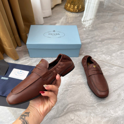 PRADA 25S LOAFERS IN BROWN CALFSKIN