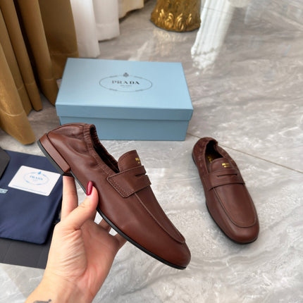 PRADA 25S LOAFERS IN BROWN CALFSKIN