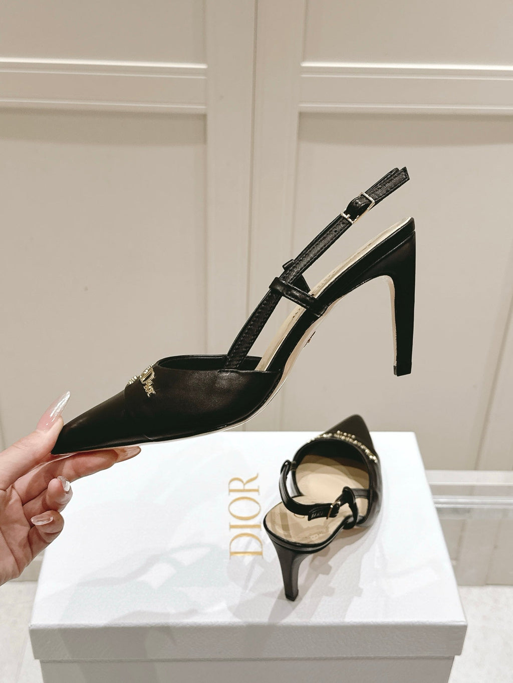 MY DD 25S SLINGBACK PUMP 50MM IN BLACK CALFSKIN